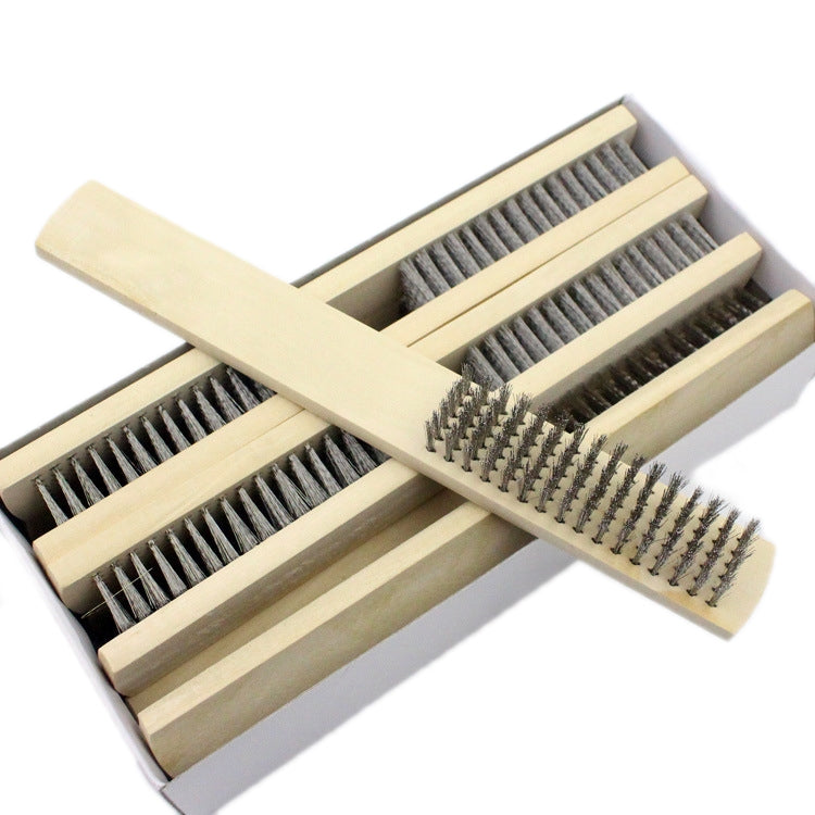 Stainless Steel Wire Brush With Wooden Handle Metal Surface Paint And Rust Cleaning Brush