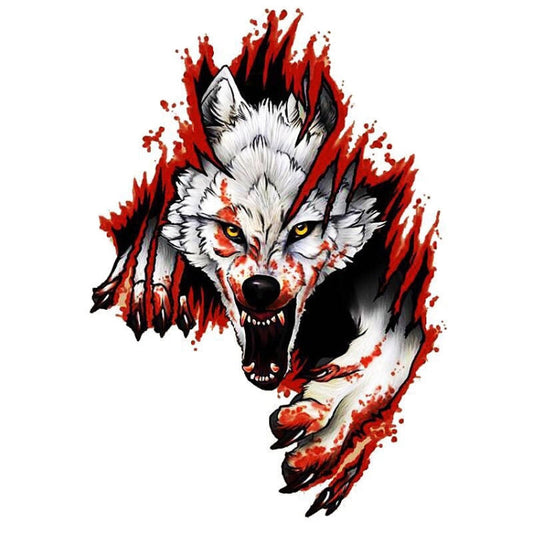 3D Realistic Wolf Head Hood Door Car Body Decoration Stickers Scratches Cover Waterproof Car Stickers