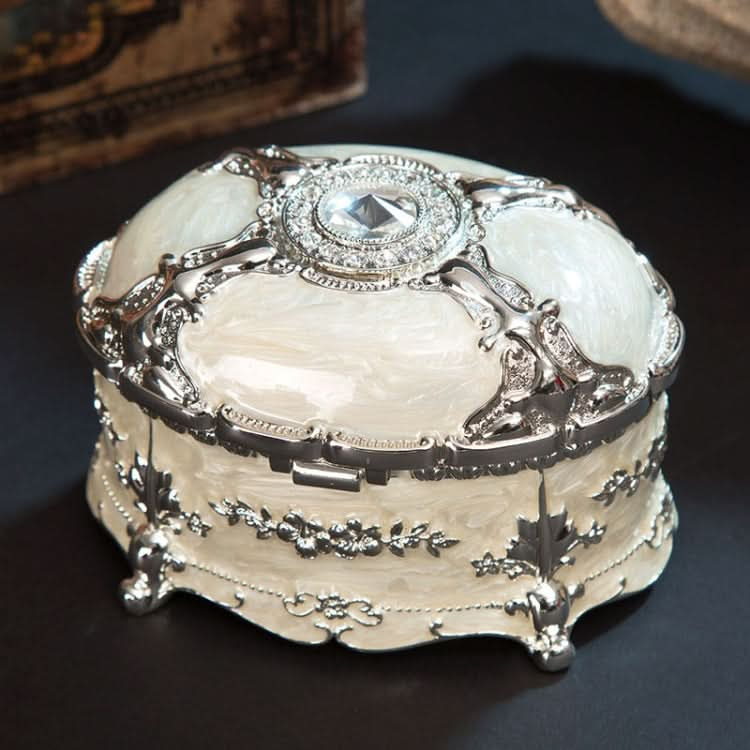 Metal Oval Diamond Jewelry Storage Box Birthday Wedding Gift Reluova