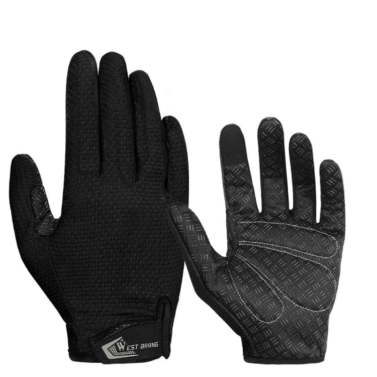 WEST BIKING YP0211223 Full-Finger Gloves For Cycling Shock Absorption Non-Slip Touch Screen Gloves