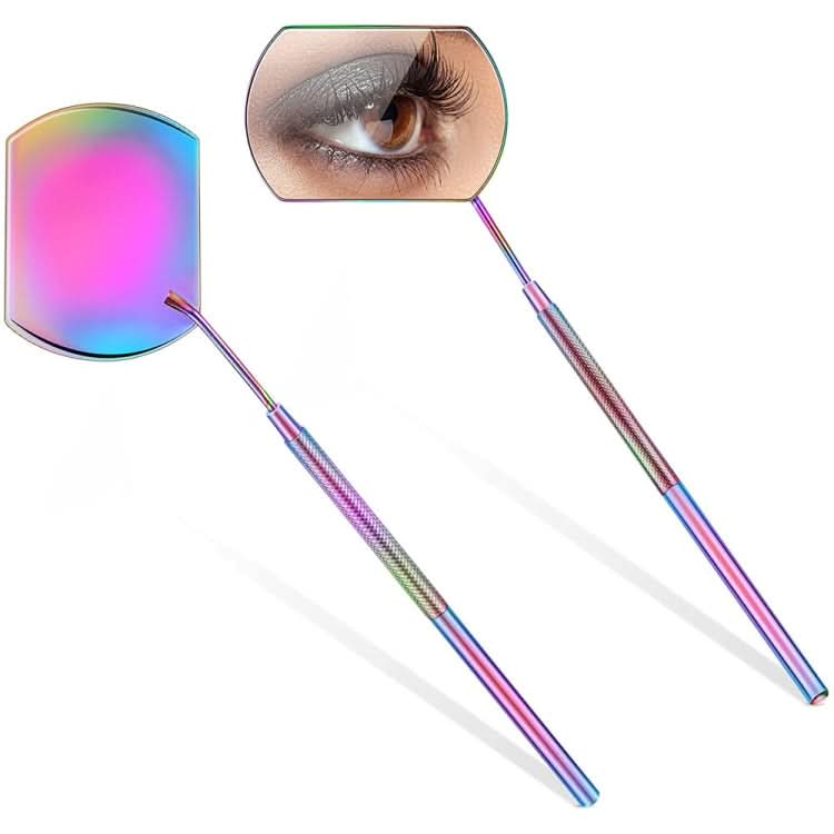 Eyelash Extension Handheld Inspection Mirror Rectangular Lens Anti-Warping Root Anti-Fog Mirror Eyelash Mirror, Color Classification: Colorful Reluova