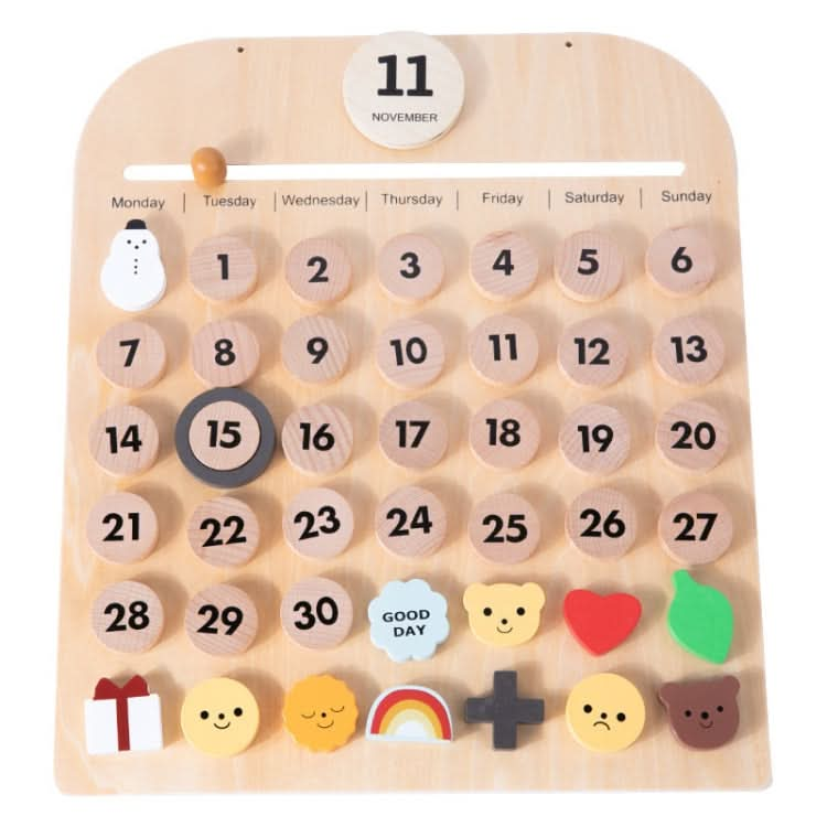 Children Room Wooden Perpetual Calendar Baby Cognitive Desktop Pendant, Spec: Reluova