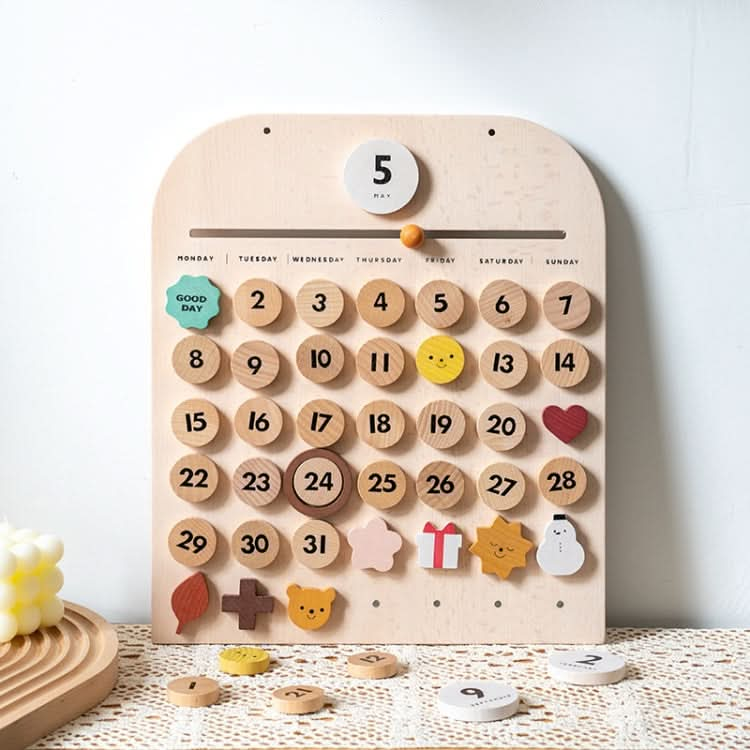 Children Room Wooden Perpetual Calendar Baby Cognitive Desktop Pendant, Spec: Reluova