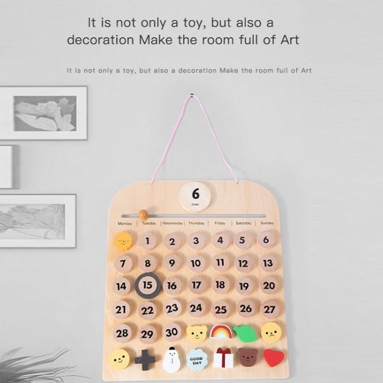 Children Room Wooden Perpetual Calendar Baby Cognitive Desktop Pendant, Spec: Reluova