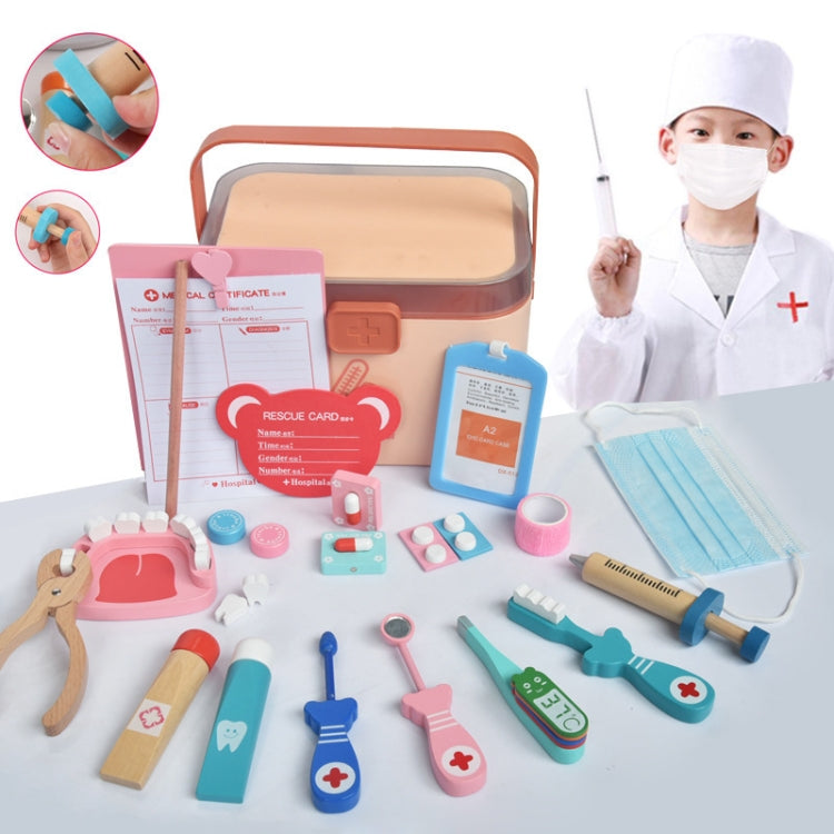 Children Wooden Simulation Medicine Box Pretend Play Toy Reluova