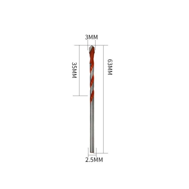 Ceramic Triangle Handle Metal Flashlight Drill Bit, Size: 3mm