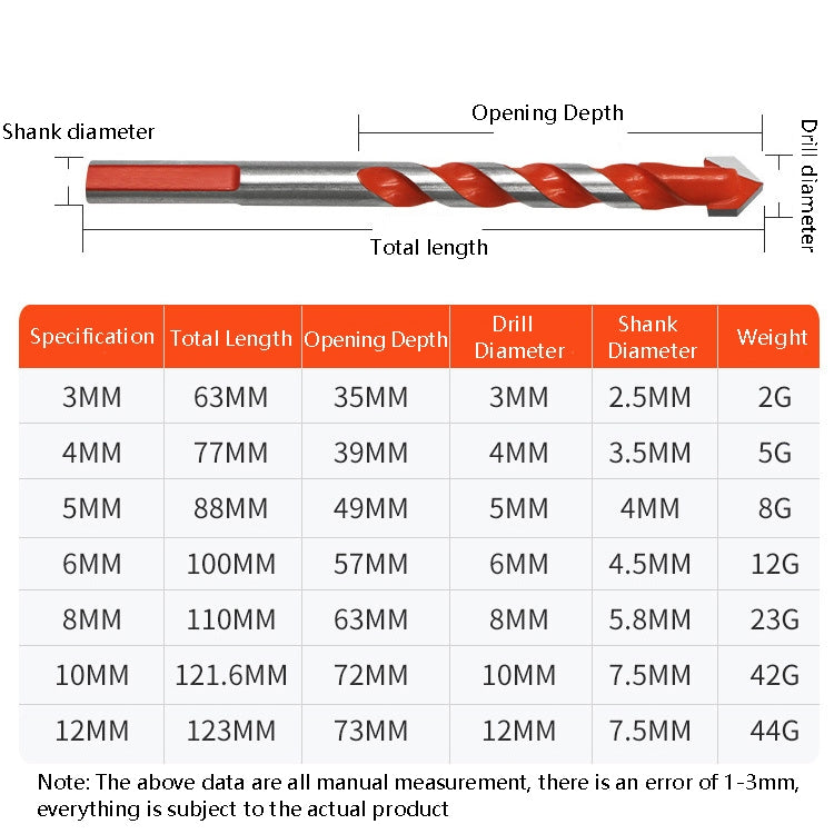 Ceramic Triangle Handle Metal Flashlight Drill Bit, Size: 3mm My Store