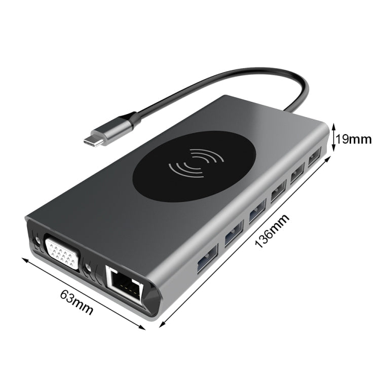 BX15W USB HUB Type-C Docking Station with Wireless Charge Function My Store