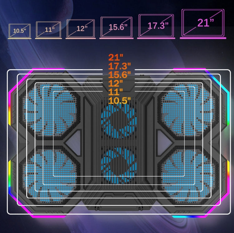 F12 6 Fans USB Semiconductor Computer Radiator Notebook Stand with Phone Holder My Store