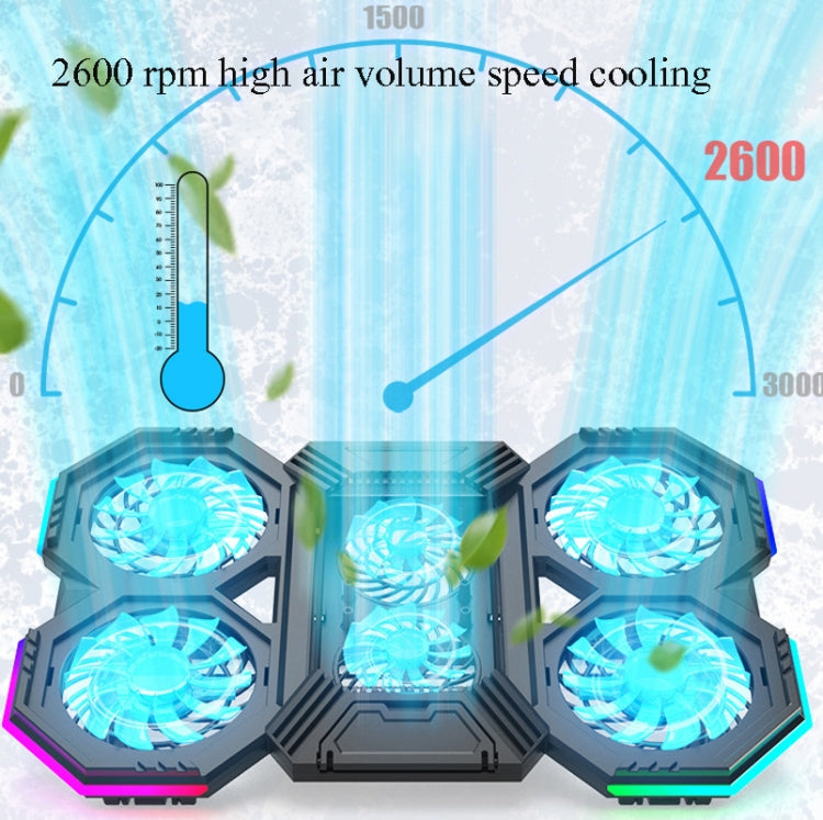 F12 6 Fans USB Semiconductor Computer Radiator Notebook Stand with Phone Holder My Store