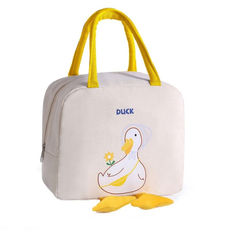 Little Yellow Duck Cute Bento Bag Insulation Canvas Lunch Box Bag Reluova