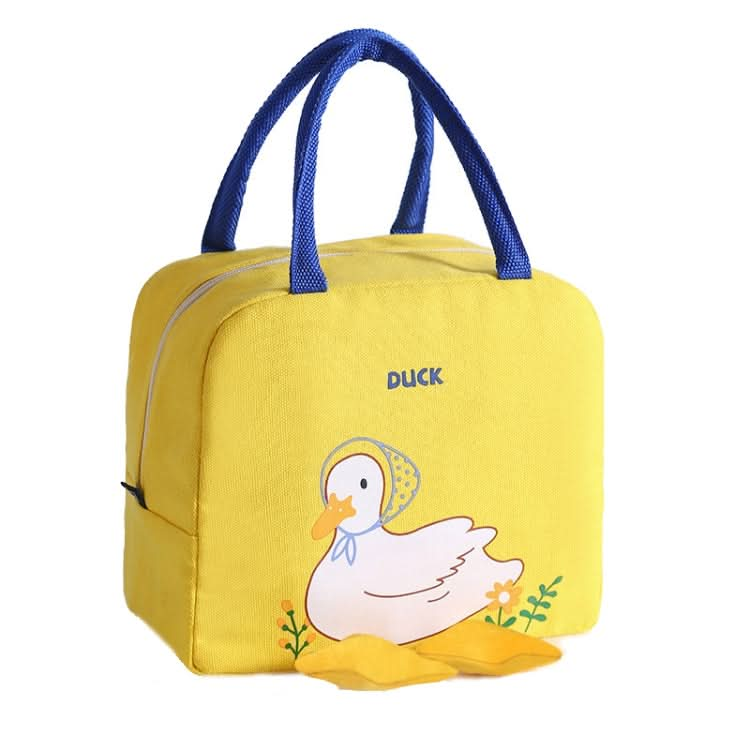 Little Yellow Duck Cute Bento Bag Insulation Canvas Lunch Box Bag Reluova