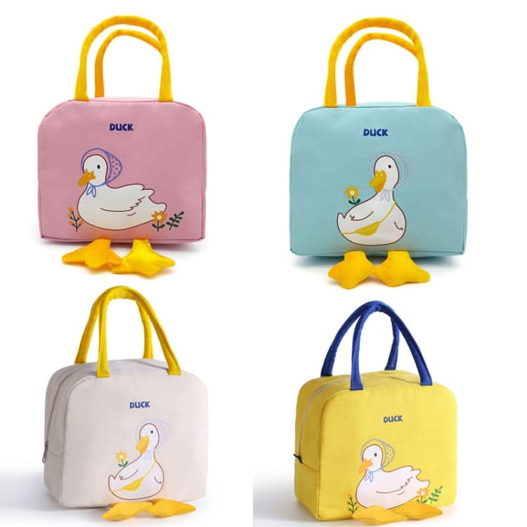 Little Yellow Duck Cute Bento Bag Insulation Canvas Lunch Box Bag Reluova