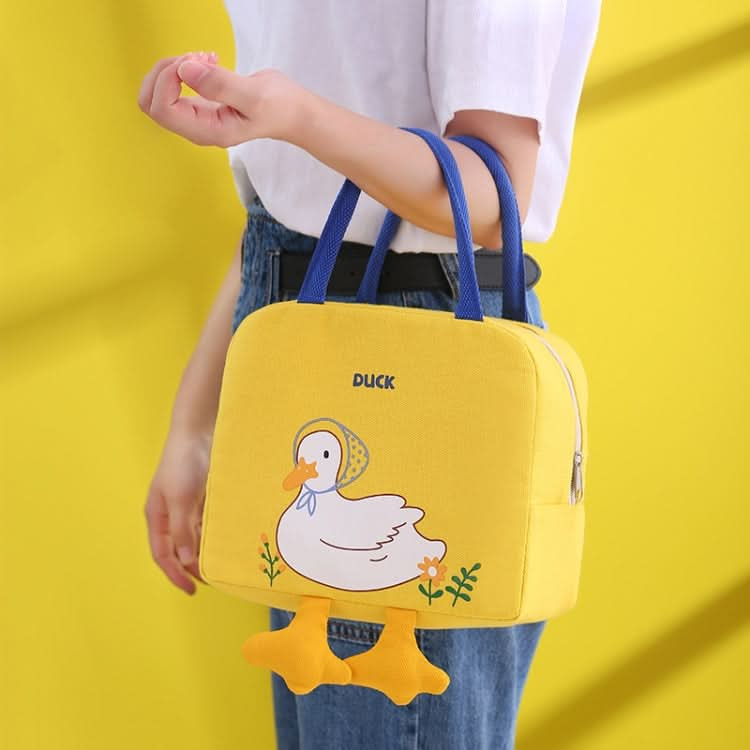 Little Yellow Duck Cute Bento Bag Insulation Canvas Lunch Box Bag Reluova