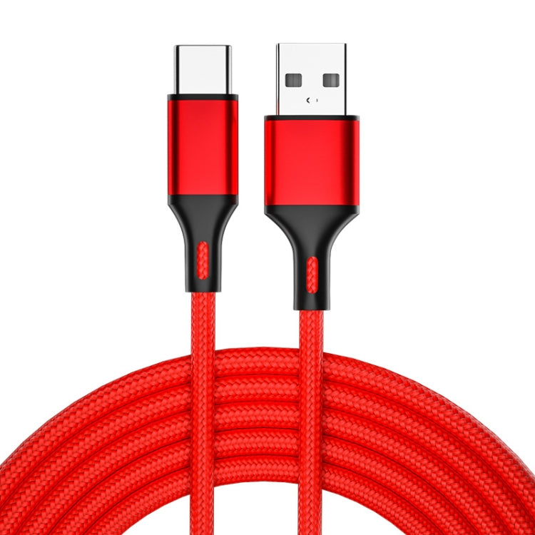 4 PCS 2.4A USB-C / Type-C to USB Braided Fast Charging Sync Data Cable, Length: