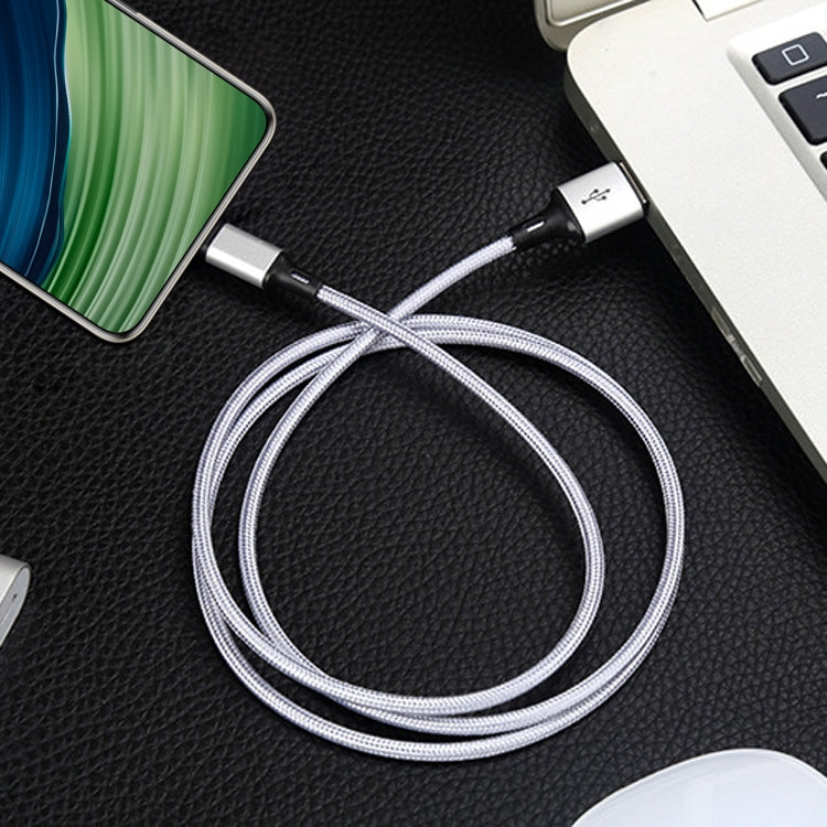 4 PCS 2.4A USB-C / Type-C to USB Braided Fast Charging Sync Data Cable, Length: