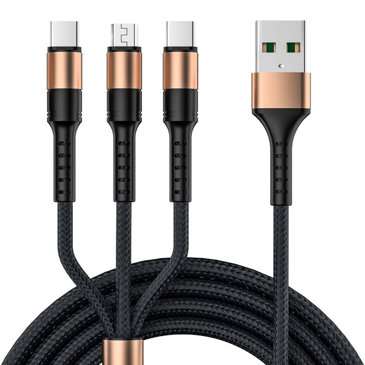 3 in 1 USB to Dual Type-C + Micro USB Quick Charging Sync Data Cable, Output:-Reluova