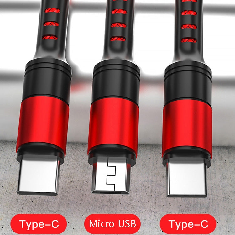 3 in 1 USB to Dual Type-C + Micro USB Quick Charging Sync Data Cable, Output:-Reluova