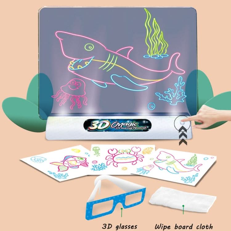 Multifunctional Luminous 3D Children Drawing Board, Without Watercolor Pen, Style: Reluova