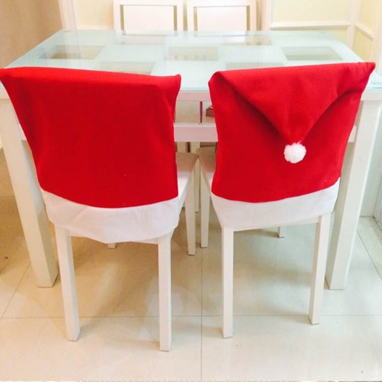 Chair Back Cover Santa Clause Red Hat for Home New Year Decor