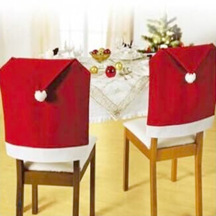 Chair Back Cover Santa Clause Red Hat for Home New Year Decor My Store