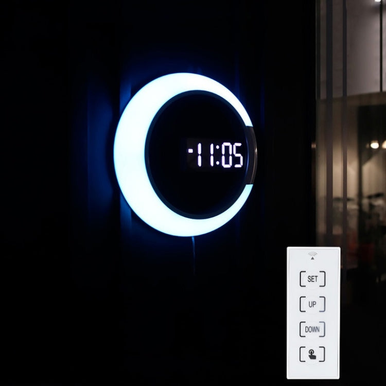 LED Mirror Hollow Wall Clock 7-color Switch Electronic Digital Display Wall Clock My Store