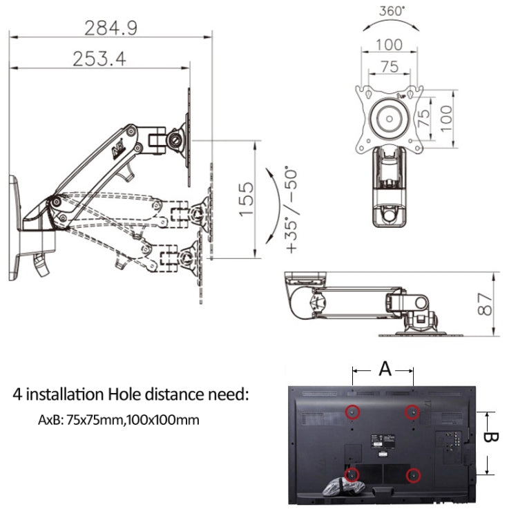 NORTH BAYOU Universal Telescopic Rotating Lifting Monitor Bracket, Model: My Store