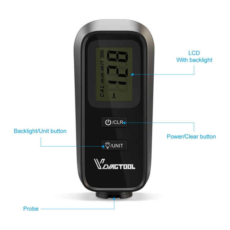 VDIAGTOOL VC100 Car Coating Thickness Gauge Luminous Digital Display