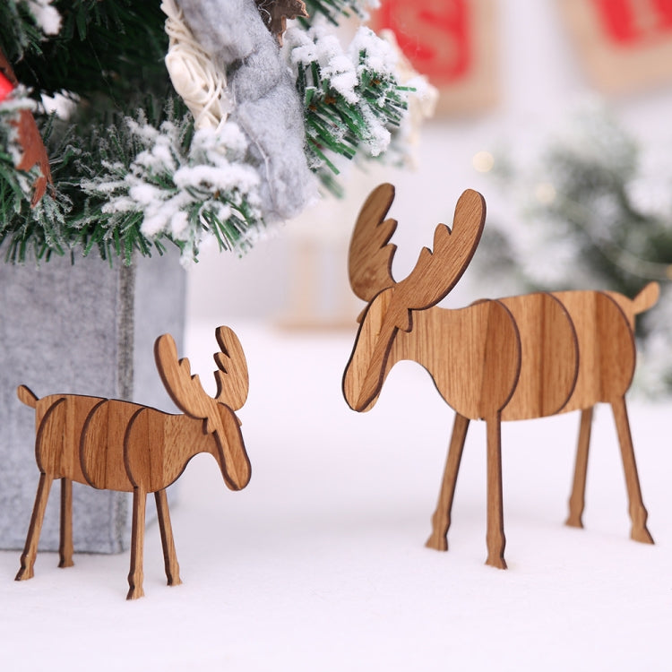 2 PCS Christmas Decorations Wooden DIY Elk Decorations Children Creative Gifts Desktop Decoration-Reluova