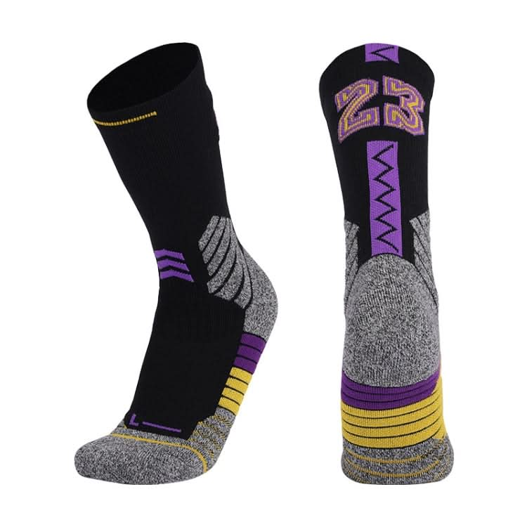 Men Terry Non-Slip Mid-Tube Sports Socks Basketball Socks Reluova