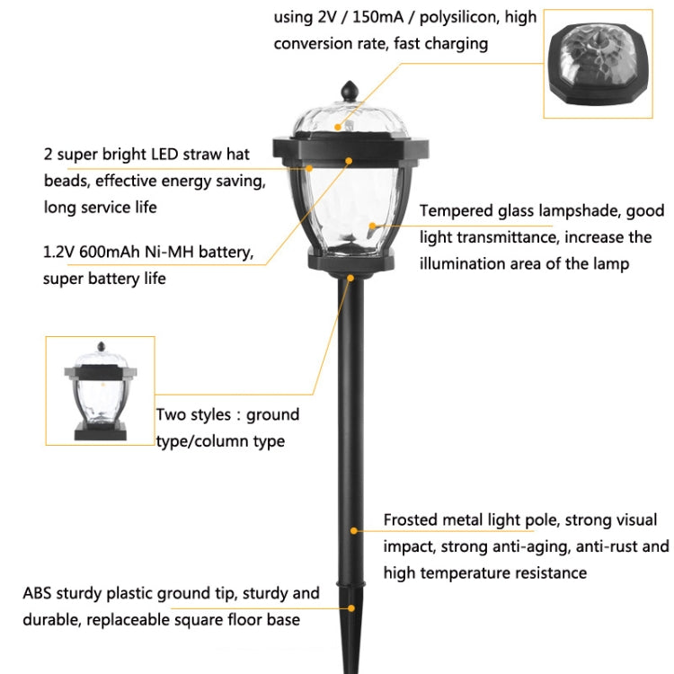 2 LED Solar Waterproof Outdoor Garden Light, Style: