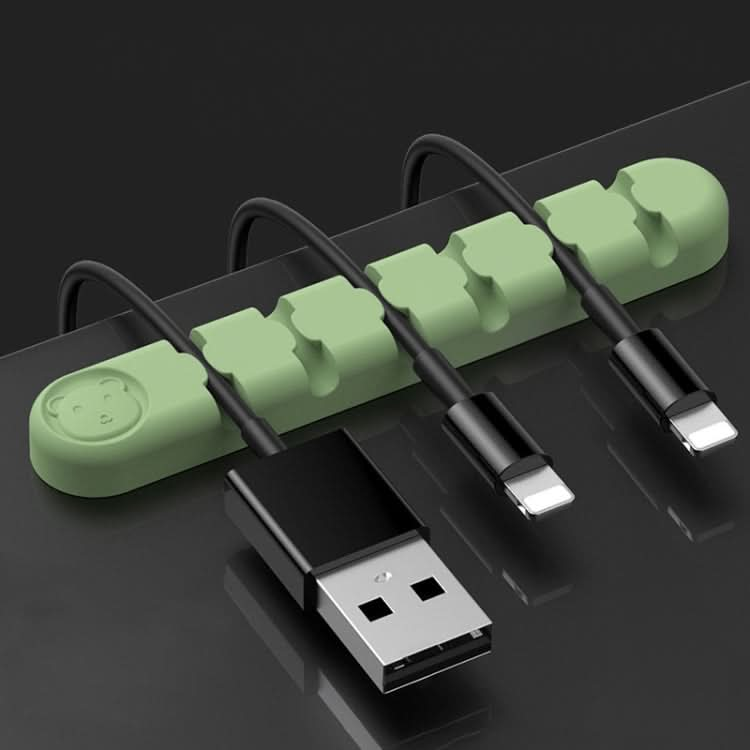 6 Holes Bear Silicone Desktop Data Cable Organizing And Fixing Device