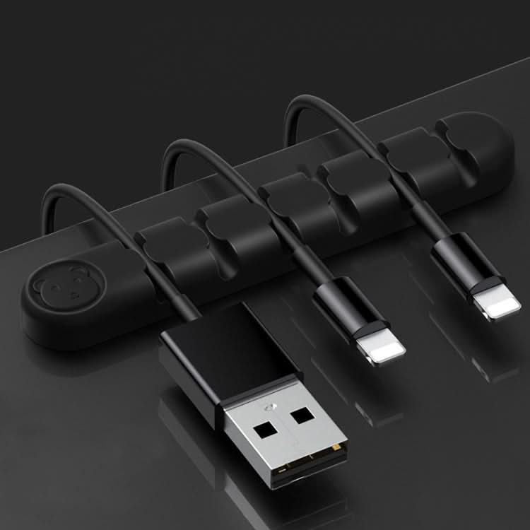 6 Holes Bear Silicone Desktop Data Cable Organizing And Fixing Device