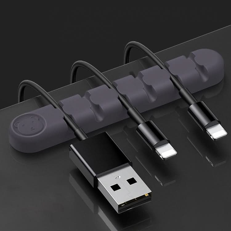 6 Holes Bear Silicone Desktop Data Cable Organizing And Fixing Device