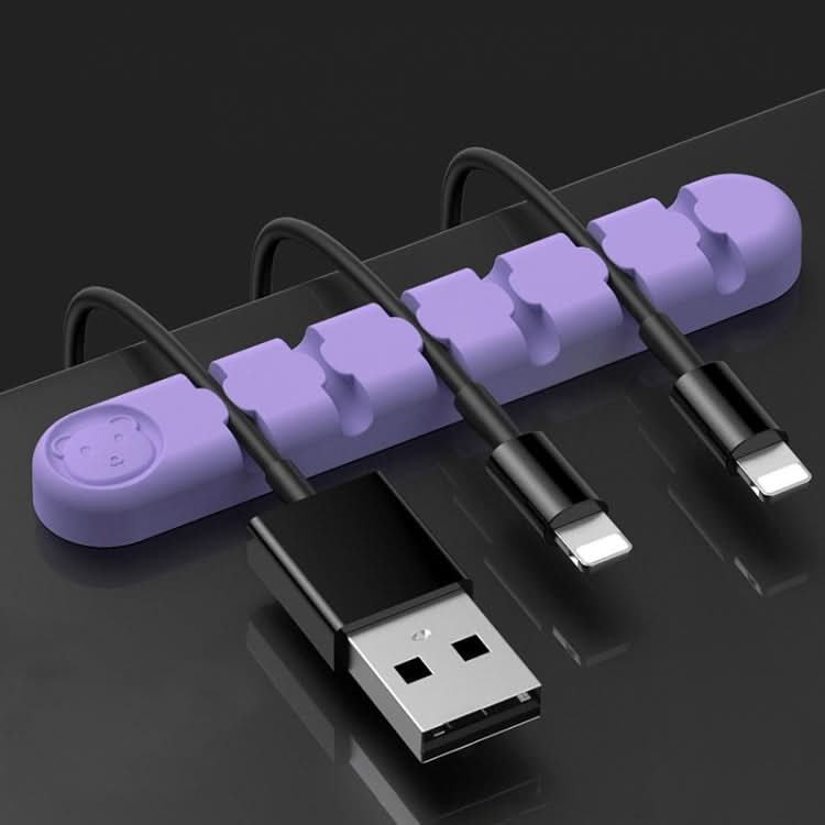 6 Holes Bear Silicone Desktop Data Cable Organizing And Fixing Device