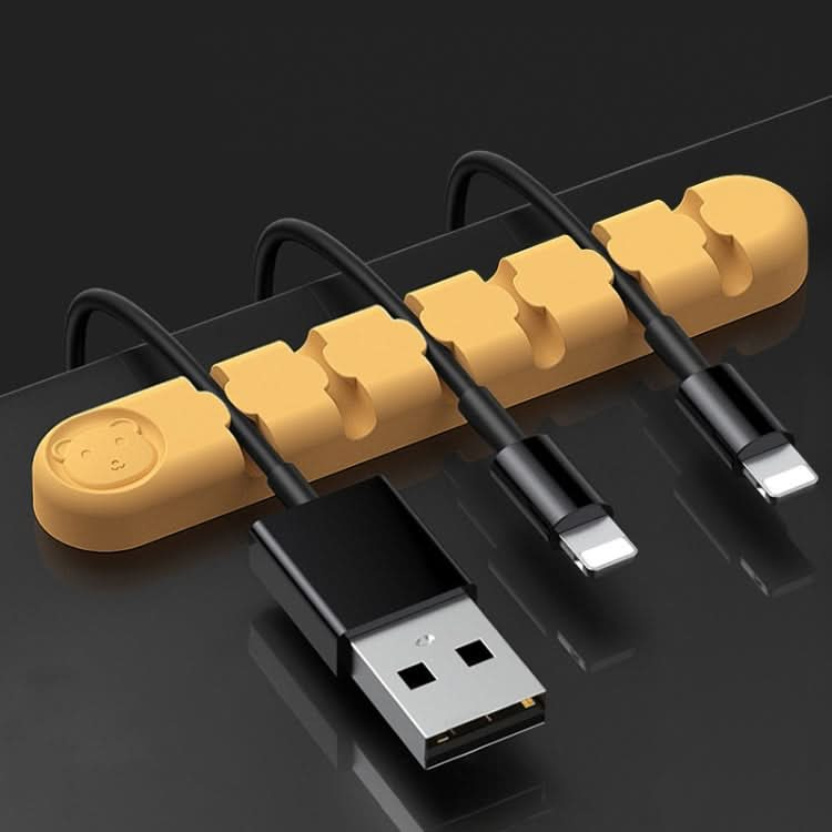 6 Holes Bear Silicone Desktop Data Cable Organizing And Fixing Device