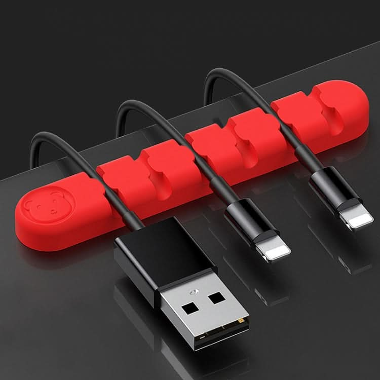 6 Holes Bear Silicone Desktop Data Cable Organizing And Fixing Device