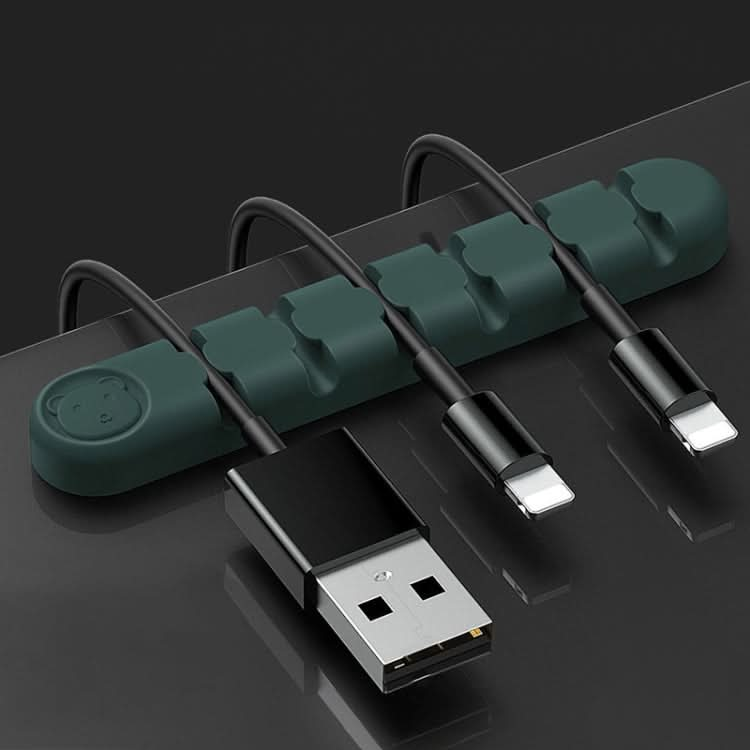 6 Holes Bear Silicone Desktop Data Cable Organizing And Fixing Device