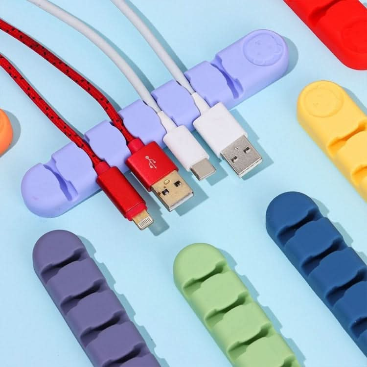 6 Holes Bear Silicone Desktop Data Cable Organizing And Fixing Device