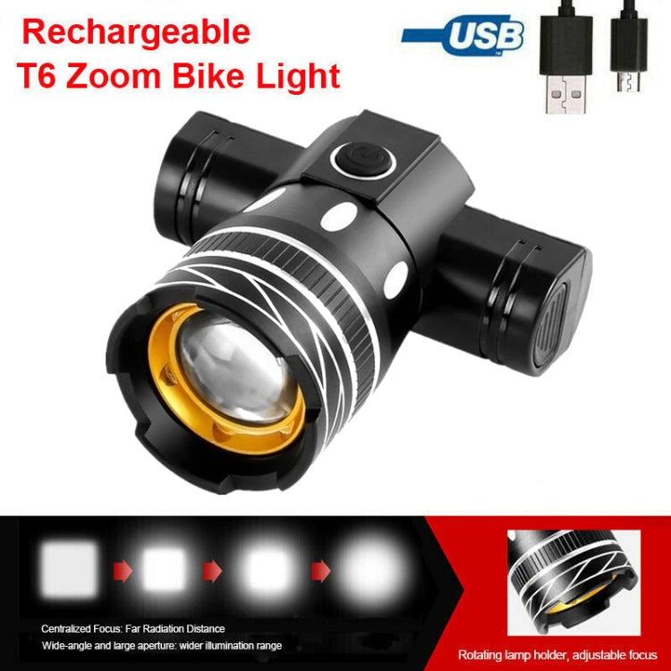 7602 LED USB Charging Telescopic Zoom Bicycle Front Light, Specification:-Reluova