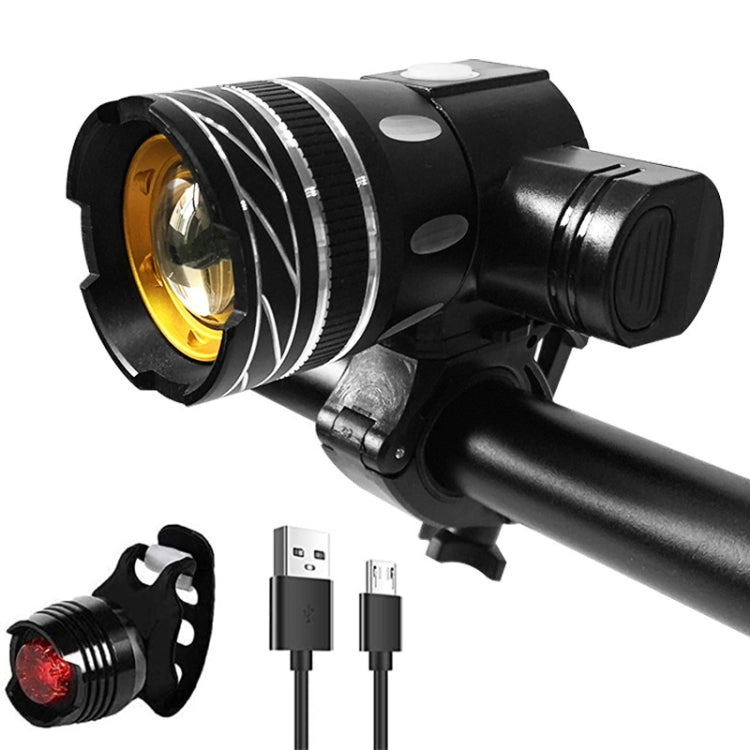 7602 LED USB Charging Telescopic Zoom Bicycle Front Light, Specification:-Reluova