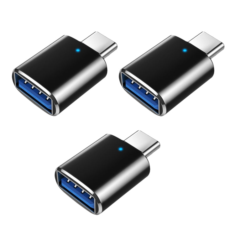 3 PCS USB 3.0 Female to USB-C / Type-C Male OTG Adapte with Indicator Light