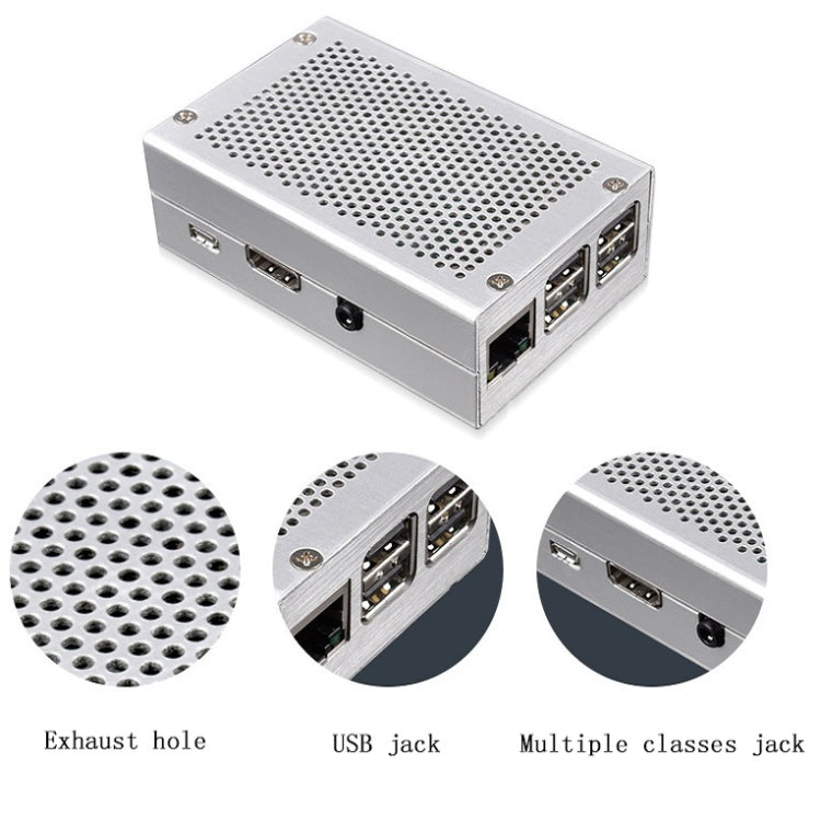 Aluminum Alloy Shell Grid Cooling Box For Raspberry Pi 3 Model B Pi 2/B +