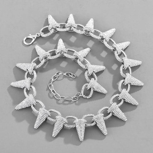 NL110 Spiked Thorns Studded With Diamonds Hip-Hop Cuban Necklace, Size: Reluova