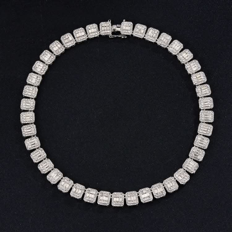 NL075H Street Hip Hop Square Rock Candy Necklace Bracelet, Size: Reluova