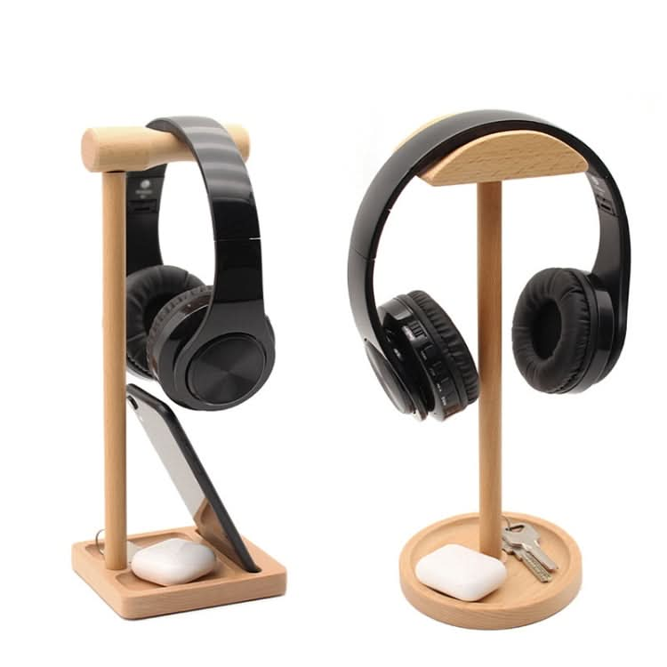 AM-EJZJ001 Desktop Solid Wood Headset Display Stand, Style: