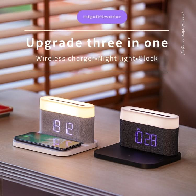 S26 3 in 1 Mobile Phone Wireless Charger with Clock & Night Light