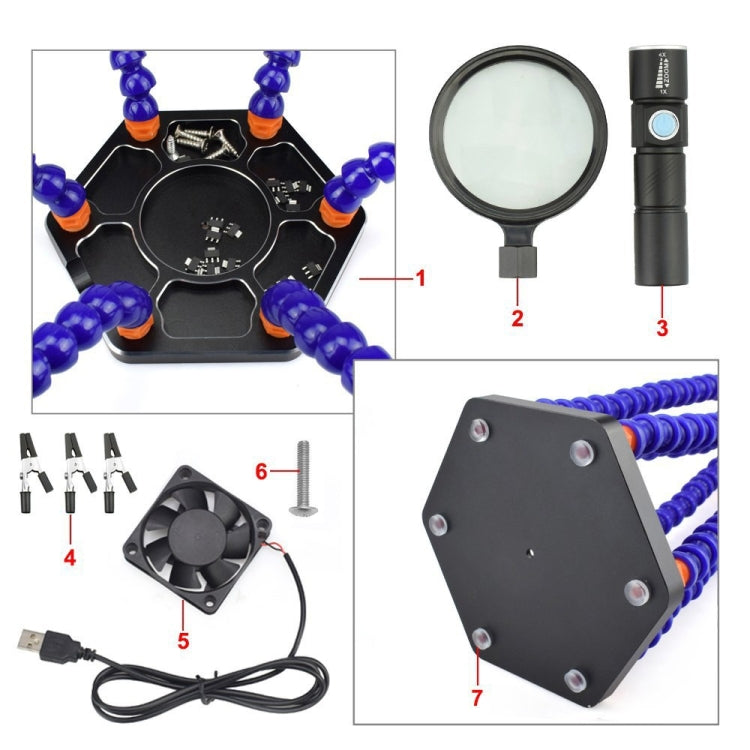 SN6SB-USB Six-Claw LED Lights Welding Station With Magnifying Glass & Fan My Store