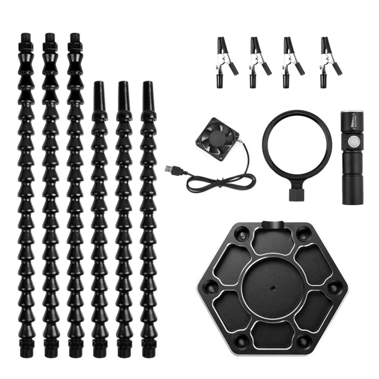 Six-Jaw LED Lamp Magnifying Glass Soldering Station with Fan My Store