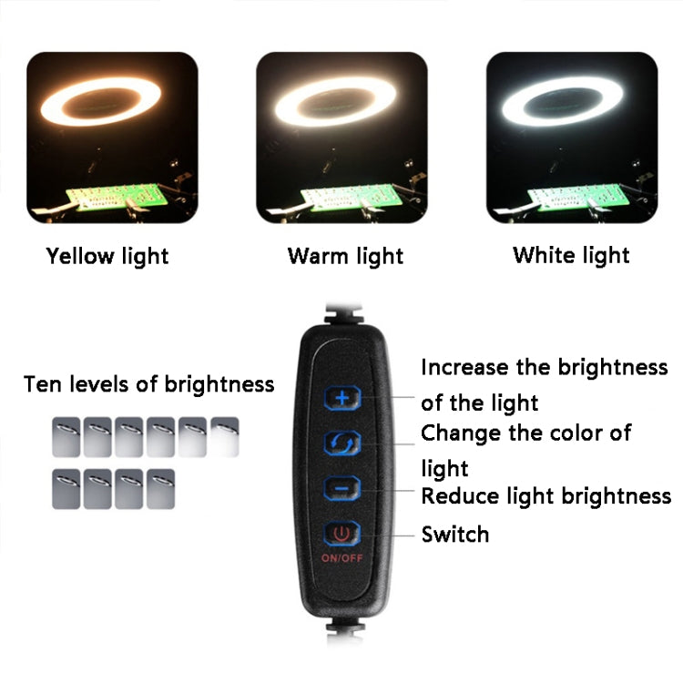 Six-Jaw LED Lamp Magnifying Glass Soldering Station with Fan My Store